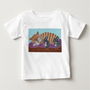 Para Bebê Camiseta do Gato Adormecido e Ratos Sorrateiros