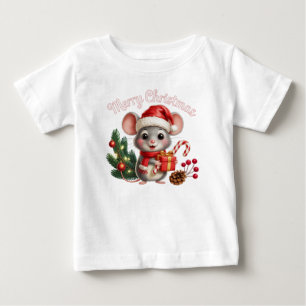 Para Bebê Camiseta do Rato de Natal