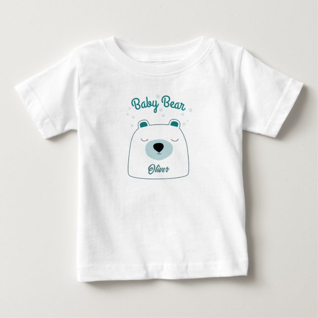 Para Bebê Camiseta do Ursinho Bebé Personalizada  (Frente)