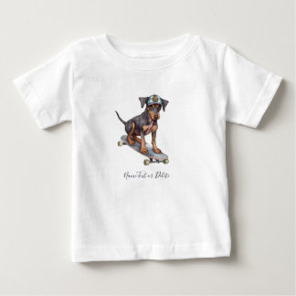 Para Bebê Camiseta Doberman Aquarela