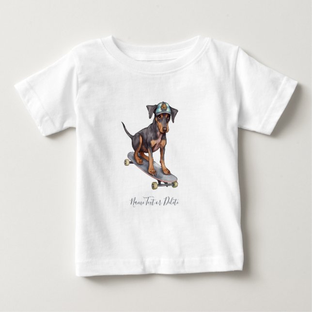Para Bebê Camiseta Doberman Aquarela (Frente)