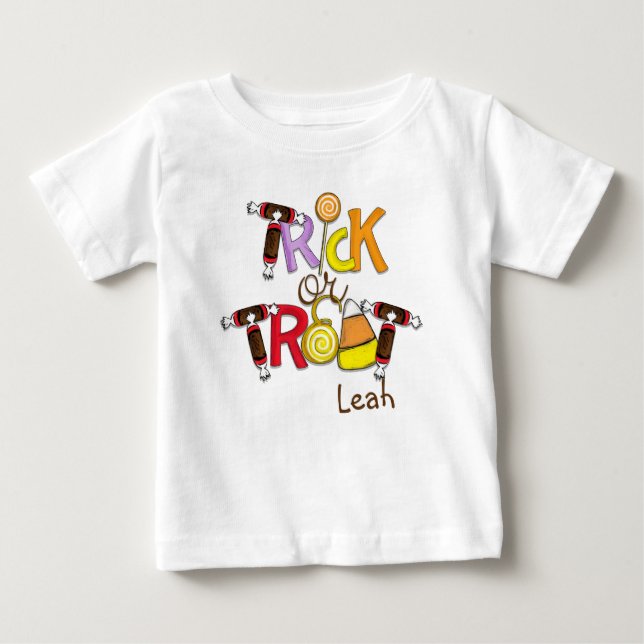 Para Bebê Camiseta Doces ou Travessuras (Frente)