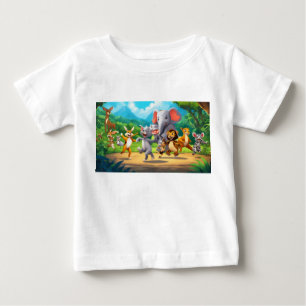 Para Bebê Camiseta Dupla Lado do Festa Animal Humorosa