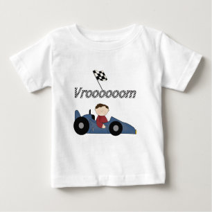Para Bebê Camiseta e presentes azuis do carro de corridas