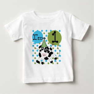 Para Bebê Camiseta e presentes azuis do primeiro aniversario