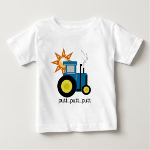 Para Bebê Camiseta e presentes azuis do trator da tacada