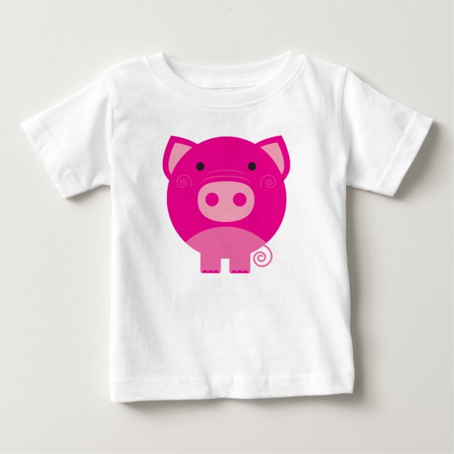 Para Bebê Camiseta e presentes cor-de-rosa do porco (Frente)