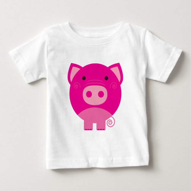 Para Bebê Camiseta e presentes cor-de-rosa do porco (Frente)