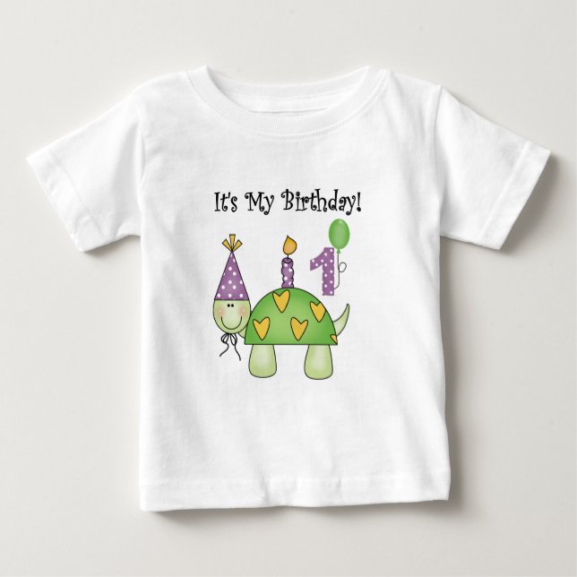 Para Bebê Camiseta e presentes do aniversário da tartaruga (Frente)