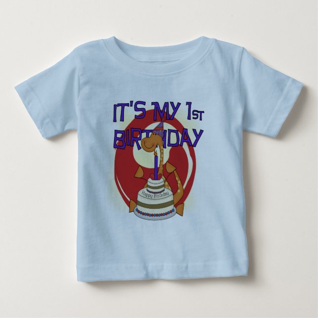 Para Bebê Camiseta e presentes do aniversário de Dino (Frente)