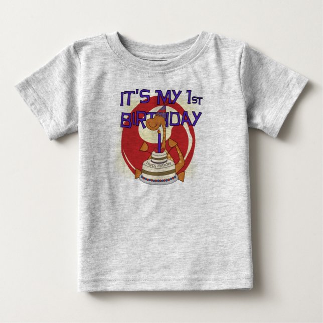Para Bebê Camiseta e presentes do aniversário de Dino (Frente)