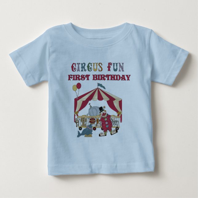Para Bebê Camiseta e presentes do aniversário do circo (Frente)