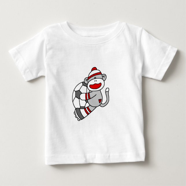 Para Bebê Camiseta e presentes do futebol do macaco da peúga (Frente)