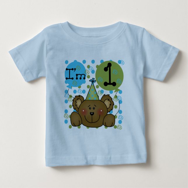 Para Bebê Camiseta e presentes do primeiro aniversario do (Frente)