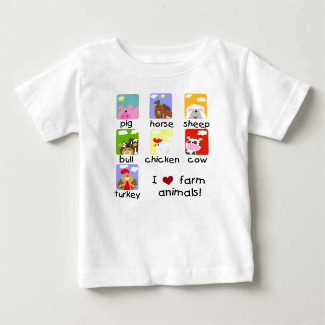 Para Bebê Camiseta e presentes dos animais de fazenda (Frente)