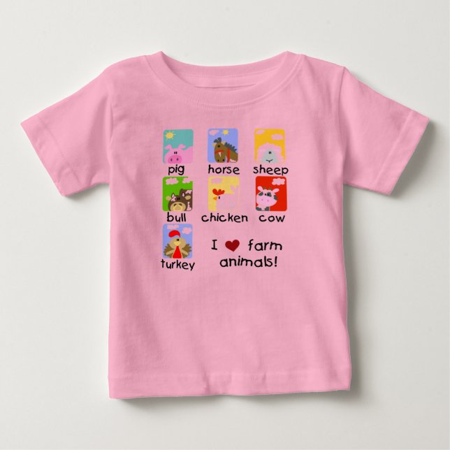 Para Bebê Camiseta e presentes dos animais de fazenda (Frente)