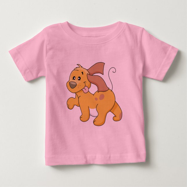 Para Bebê Camiseta e presentes felizes do cão de Brown (Frente)