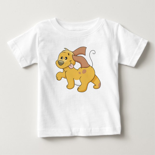 Para Bebê Camiseta e presentes felizes do cão de Brown (Frente)