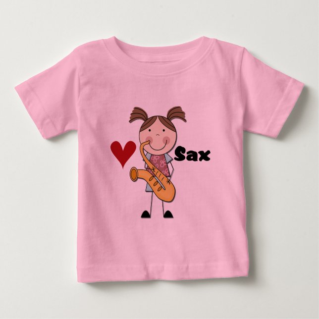 Para Bebê Camiseta e presentes fêmeas do jogador de saxofone (Frente)
