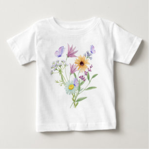 Para Bebê Camiseta Elegância Floral – Flores Pastéis Suaves