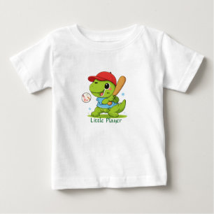 Para Bebê Camiseta Esportiva de Dinossauro de Beisebol Fofo 