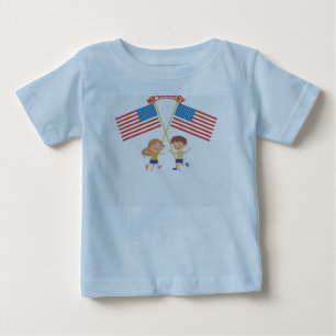 Para Bebê Camiseta EUA Bandeira EUA Crianças Fofas Patriót
