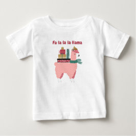 Para Bebê Camiseta Fa la la la lhama feriada baby