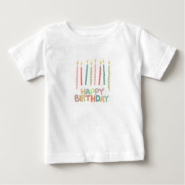 Para Bebê Camiseta Feliz Aniversário com Velas