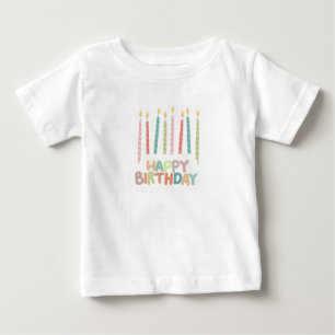 Para Bebê Camiseta Feliz Aniversário com Velas
