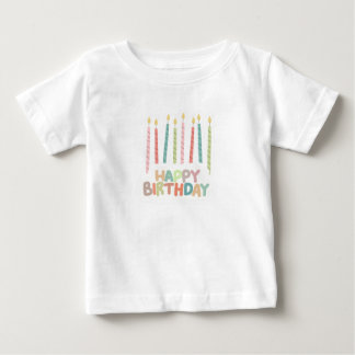 Para Bebê Camiseta Feliz Aniversário com Velas