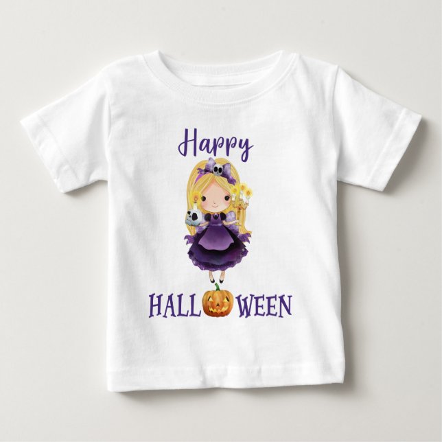 Para Bebê Camiseta Feliz de Halloween (Frente)
