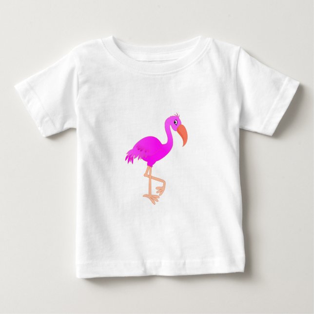 Para Bebê Camiseta Flamingo Cor-de-Rosa (Frente)
