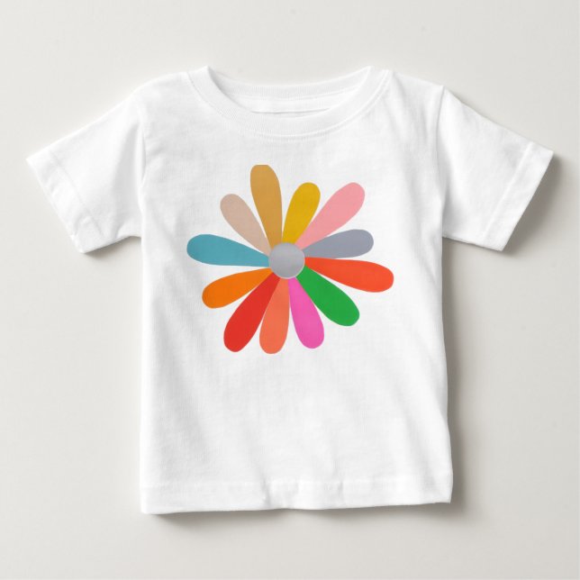 Para Bebê Camiseta Flor de Pétala Colorida (Frente)