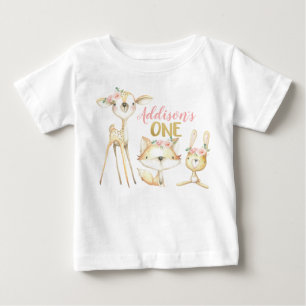 Para Bebê Camiseta Floral Rosa Primeiro Aniversário T