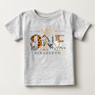 Para Bebê Camiseta Floral Selvagem de Um primeiro aniversari
