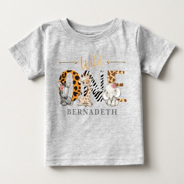 Para Bebê Camiseta Floral Selvagem de Um primeiro aniversari (Frente)