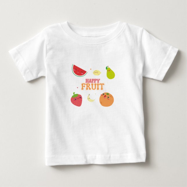 Para Bebê Camiseta Fruta Feliz (Frente)
