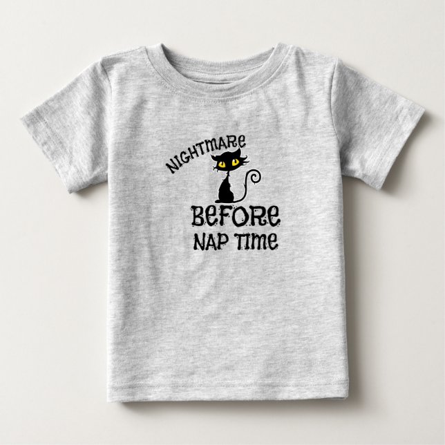Para Bebê Camiseta Gato Preto Halloween (Frente)