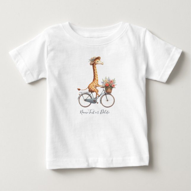 Para Bebê Camiseta Girafa Bicicleta Bicicleta (Frente)