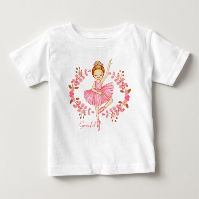 Para Bebê Camiseta Graceful Ballerina Red-Head (Frente)