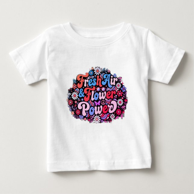 Para Bebê Camiseta Gráfica Boho Flower Power (Frente)