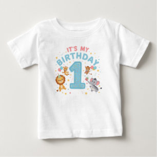 Para Bebê Camiseta Gráfica Divertida “É Meu 1º Aniversário”