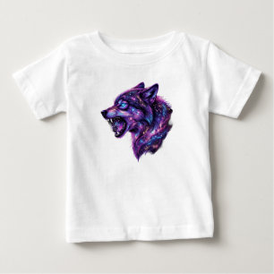 Para Bebê Camiseta Gráfica Uivar de Lobo Galáxia Cósmica Cel