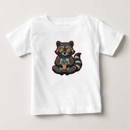 Para Bebê Camiseta Guaxinim Legal Bebendo Café Com Leite de 