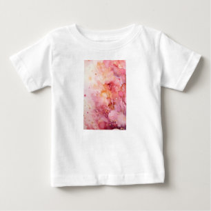 Para Bebê Camiseta Infantil Abstrata Floral em Aquarela Rosa