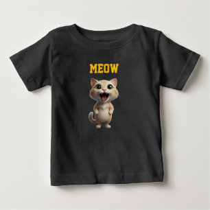 Para Bebê Camiseta Infantil Adorável Meow Kitty