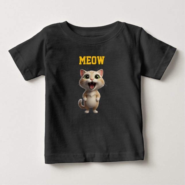 Para Bebê Camiseta Infantil Adorável Meow Kitty (Frente)