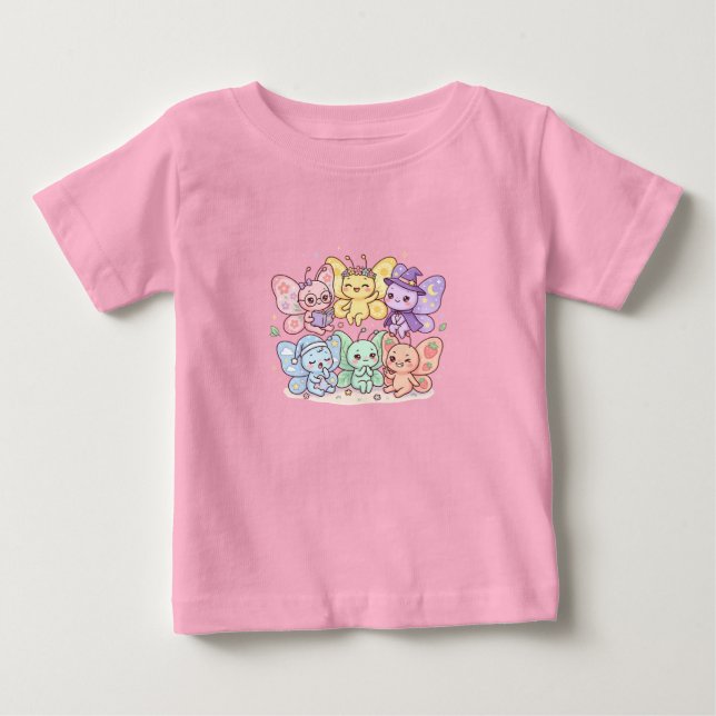 Para Bebê Camiseta Infantil Amigos Borboleta Fada Fofa (Frente)
