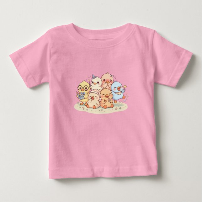 Para Bebê Camiseta Infantil Amigos Patos Fofos (Frente)