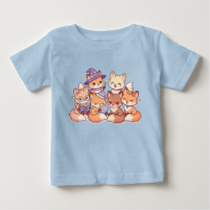 Para Bebê Camiseta Infantil Amigos Raposos Fofos